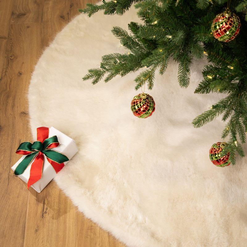 Northlight Faux Fur Christmas Tree Skirt - 72" - Cream