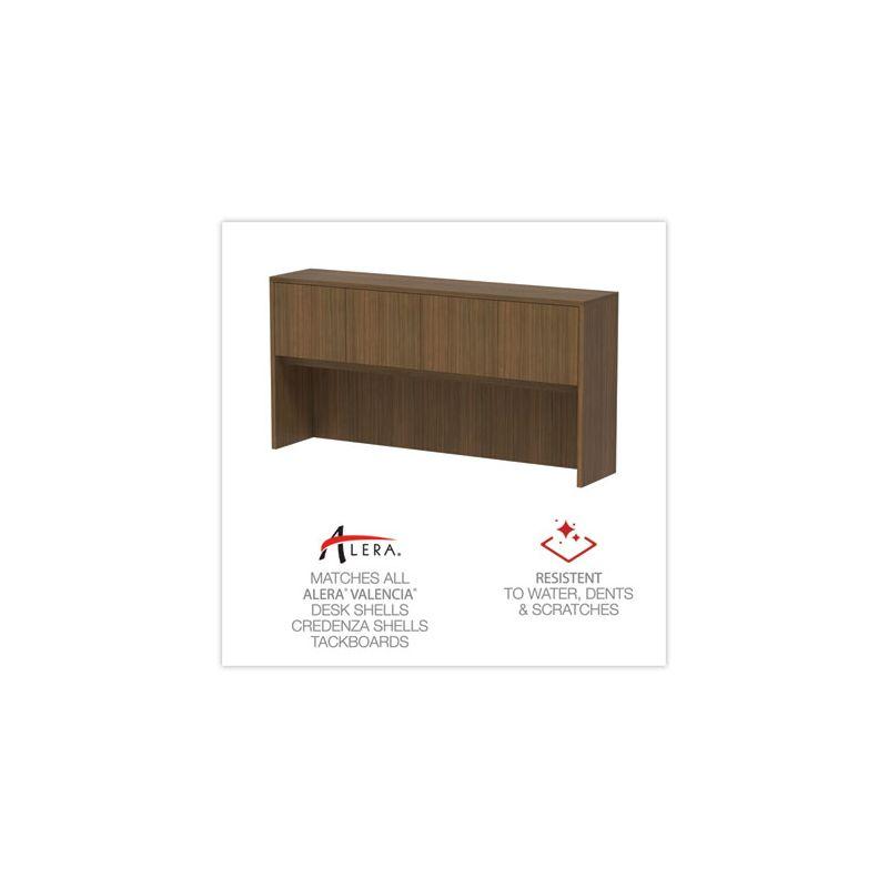 Alera Alera Valencia Series Hutch with Doors, 4 Compartments, 70.63w x 15d x 35.38h, Modern Walnut