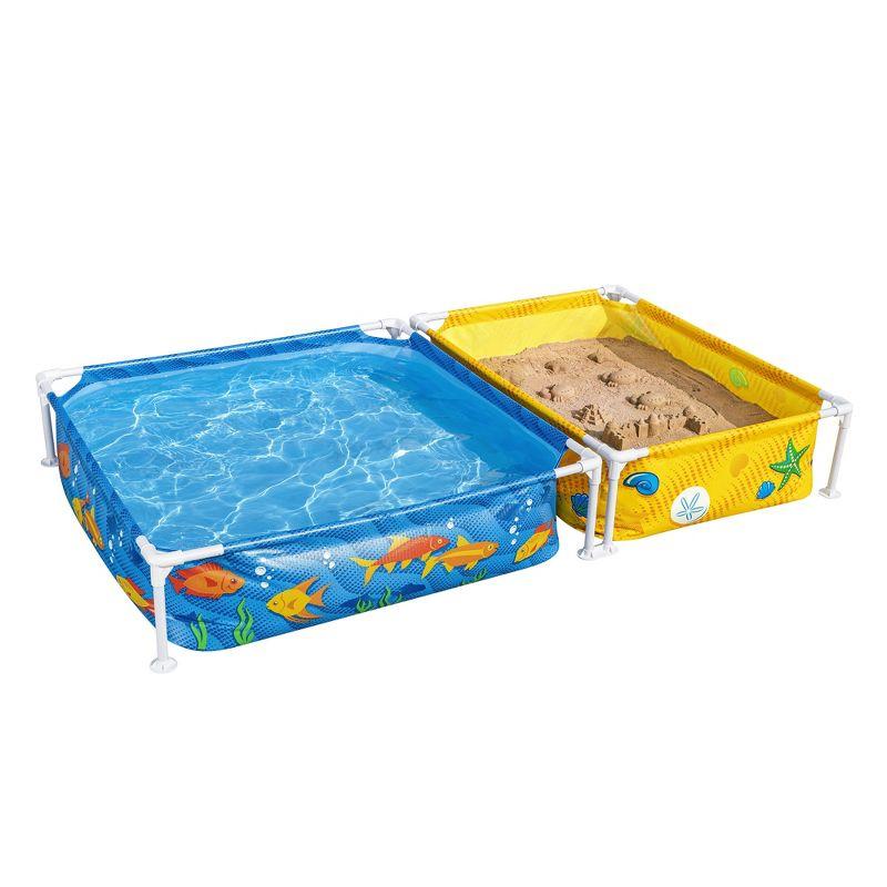 H2OGO! 7' Blue and Yellow Steel Frame Kiddie Pool and Sandpit