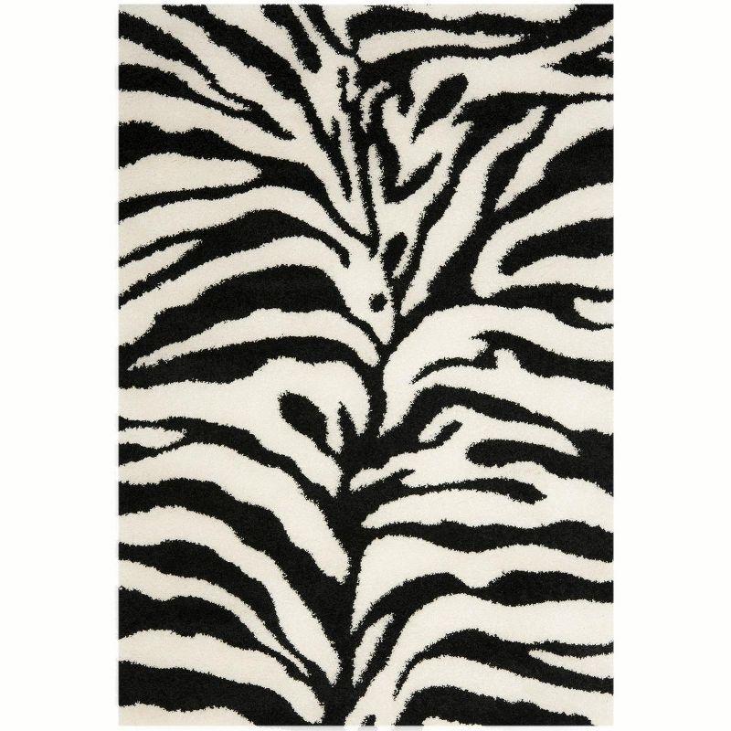 Florida Shag SG452 Power Loomed Indoor Area Rug - Ivory/Black - 5'3"x7'6" - Safavieh.