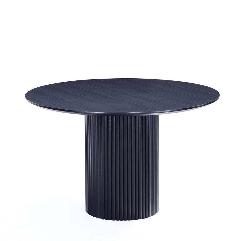 Manhattan Comfort 7pc 59.05" Hathaway and Flor Round Dining Set Black/Gray: Upholstered Chairs, Ash Wood Frame