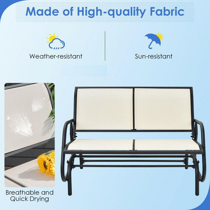 Costway Patio Swing Glider Bench Loveseat Rocking Chair Backyard Poolside Beige