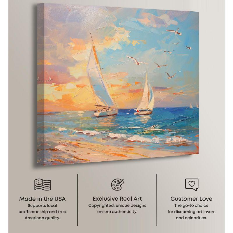 Art Remedy Art Remedy Sailboats In The Sunset Framed Sailing 1 Piece Canvas Wall Art 56057