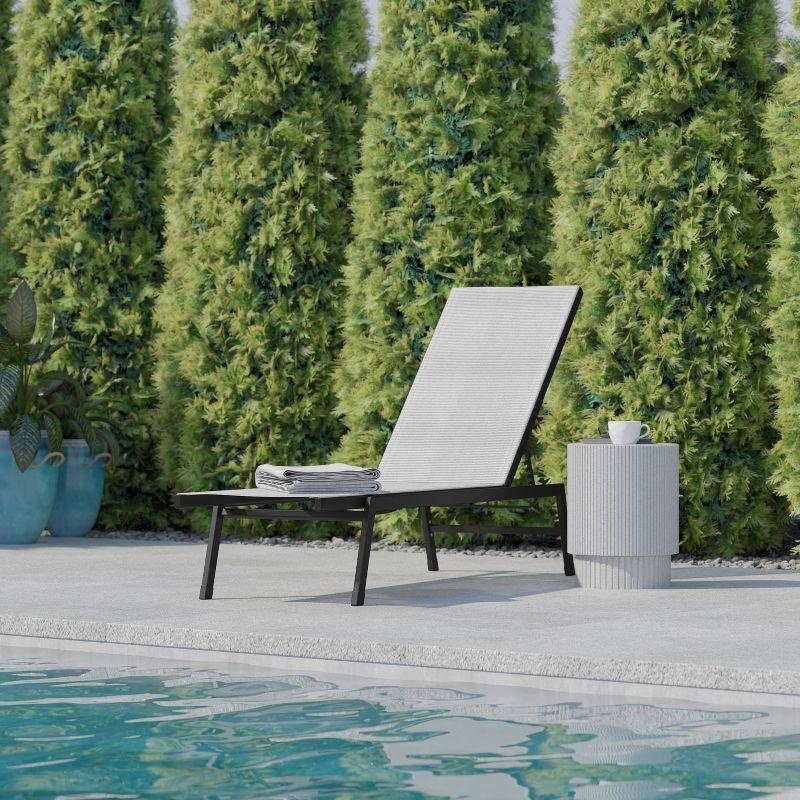 Brazos 62.5'' Adjustable Outdoor Chaise Lounge in Black/Gray