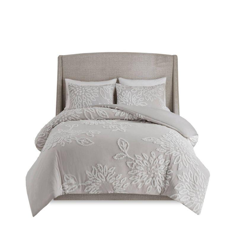 Gwyneth 3 Piece Tufted Cotton Chenille Floral Duvet Cover Set