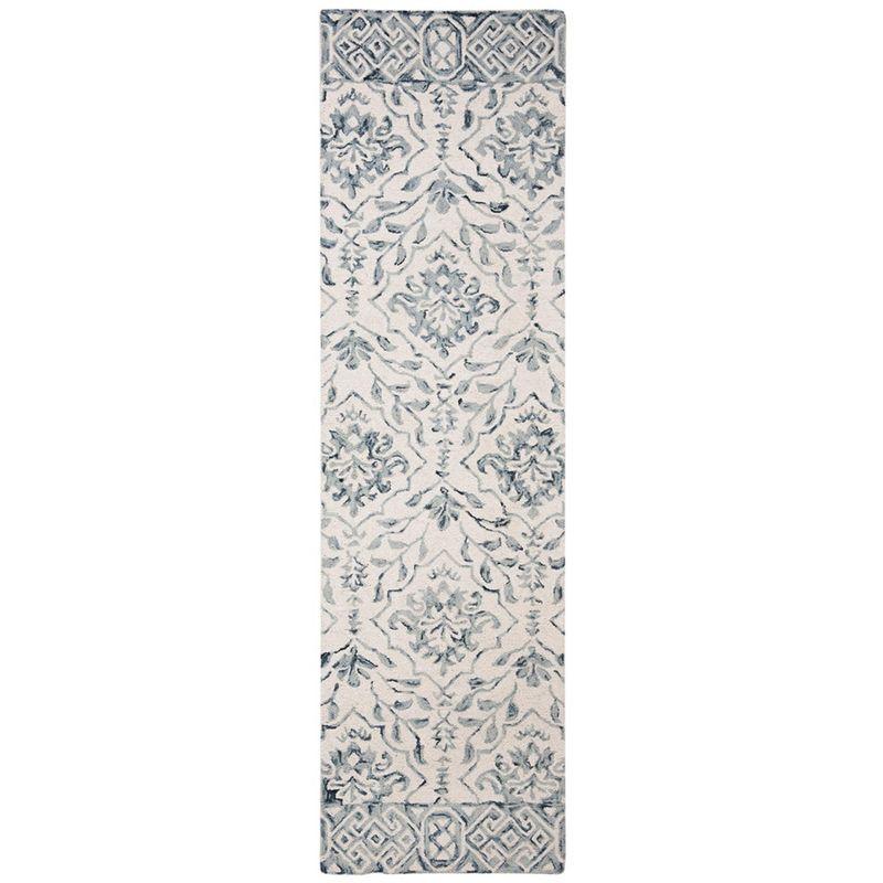 Ivory Geometric Hand-Tufted Wool Runner Rug 27" x 6"