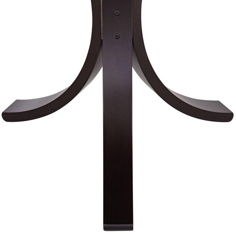Studio 55D Niles Modern Wood Round Accent Table 17 3/4" Wide Dark Brown Clear Tempered Glass Tabletop for Living Room Bedroom Bedside Entryway Office