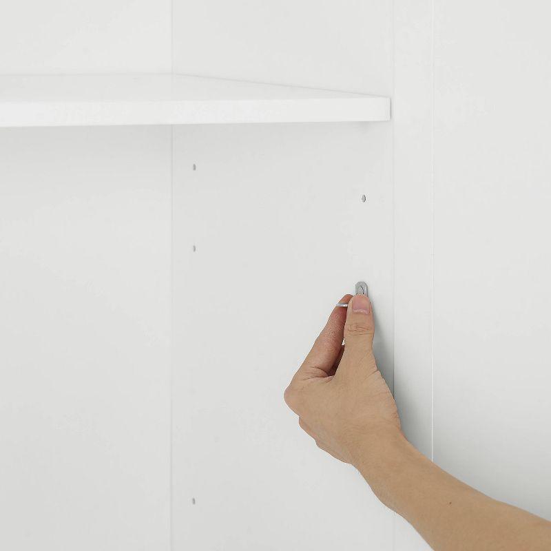 Crosley Stanton Storage Cabinet White: Traditional Farmhouse Style, 2 Adjustable Shelves, 1 Drawer