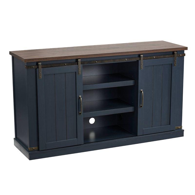 Sliding Doors TV Stand for TVs up to 60" Navy Blue - Home Essentials: Farmhouse Style, Adjustable Shelves, Cable Management