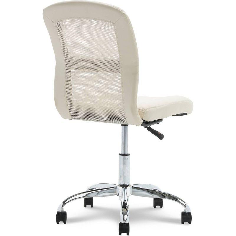 Cream Faux Leather and Mesh Swivel Ergonomic Task Chair