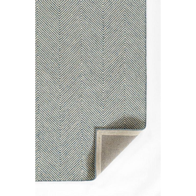 Momeni 5'x8' Charles Zig Zag Handtufted Area Rug Blue: Wool, Cotton & Latex Backing, Low Pile, Indoor Use, Rectangle Shape