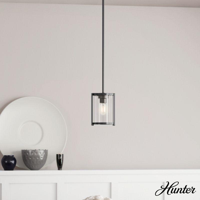 Astwood Clear Glass Mini Pendant Ceiling Light Fixture Matte Black - Hunter Fan: UL Listed, Adjustable Height