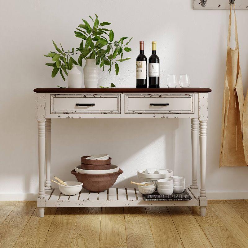 Baker Console Table Antique White - ClickDecor