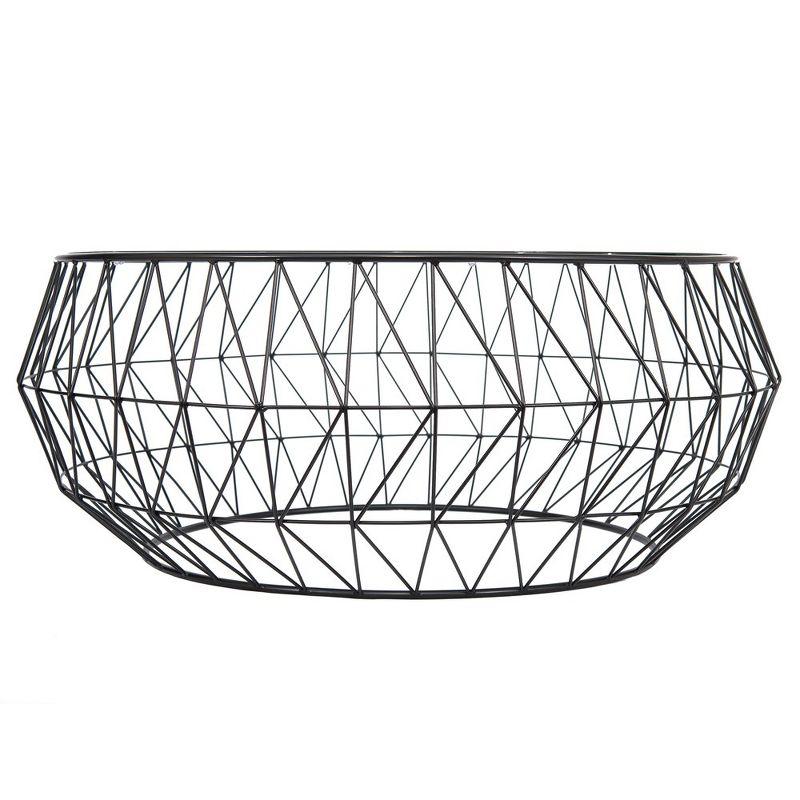 LeisureMod Malibu Modern Round Glass Top Coffee Table With Metal Base