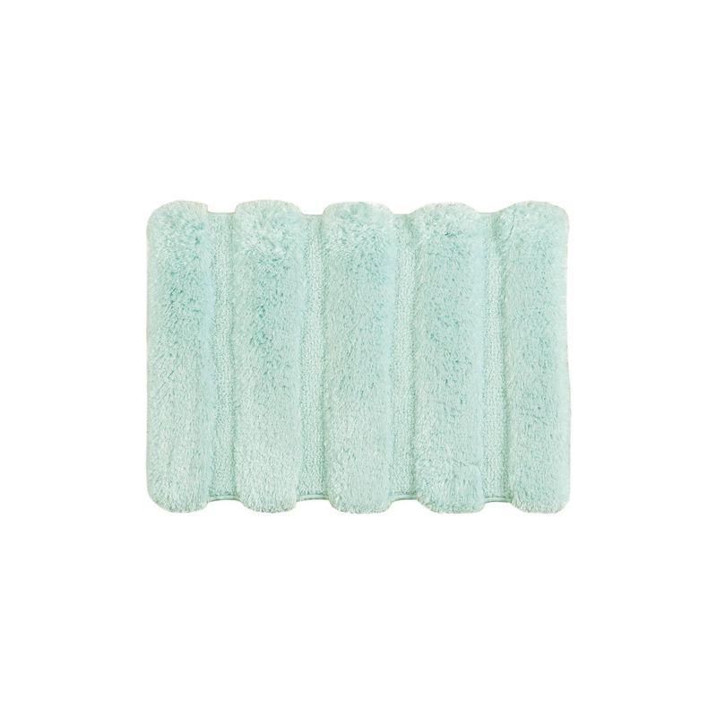 Seafoam Blue Ribbed Polyester Bathroom Rug