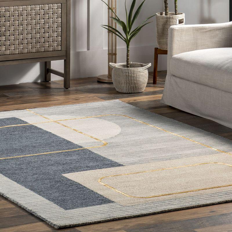 Nuloom Shelley Abstract Striped Wool Indoor Area Rug, 4' x 6', Blue
