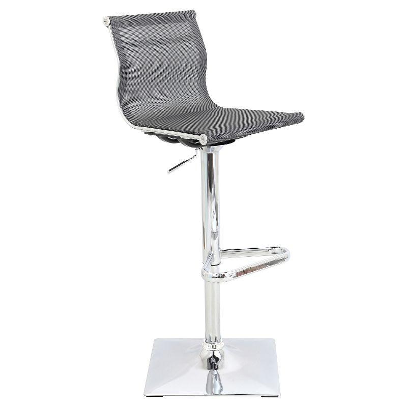 Mirage Contemporary Adjustable Barstool Silver - LumiSource: Chrome-Plated, Swivel, Low Back