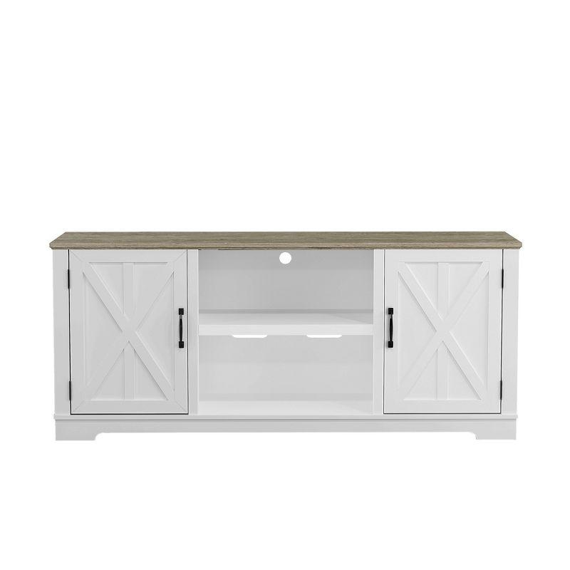 70" Classic Style TV Stand for TVs up to 78" White - Festivo: Farmhouse Design, Cable Management, Adjustable Storage