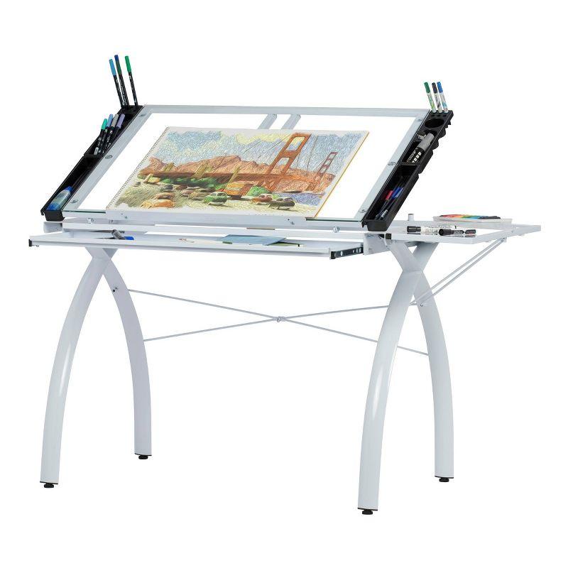 Courson Glass Top Metal Base Drafting Table