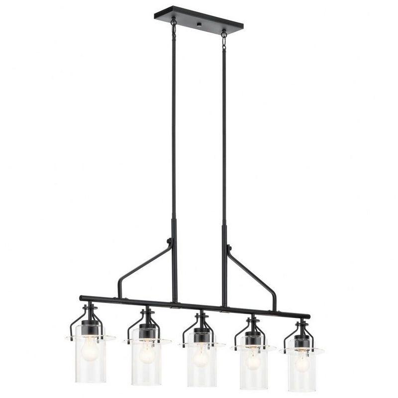 Everett™ 42 Inch 5 Light Linear Chandelier with Clear Glass in Polished Nickel