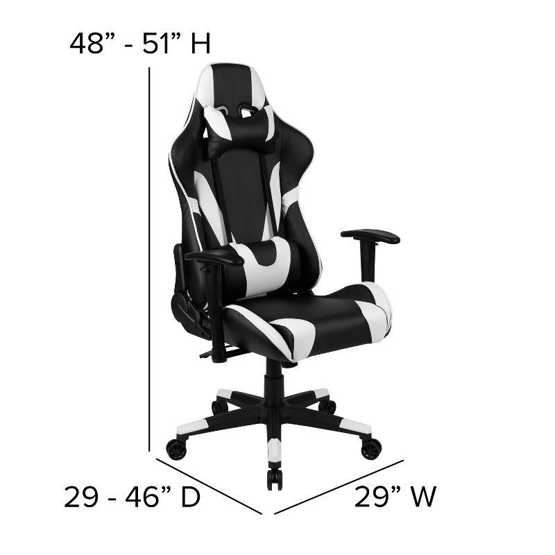 Flash Furniture X20 Gaming Chair Racing Office Ergonomic Computer PC Adjustable Swivel Chair with Fully Reclining Back in Black LeatherSoft