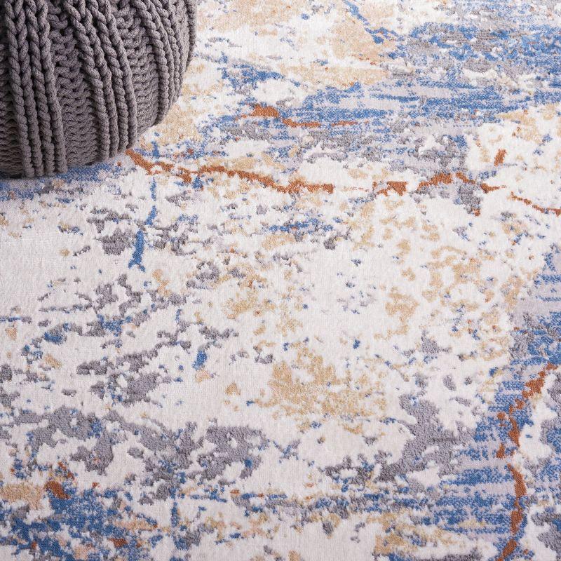 Eternal Grey and Blue Gold Hand-Knotted Synthetic Area Rug