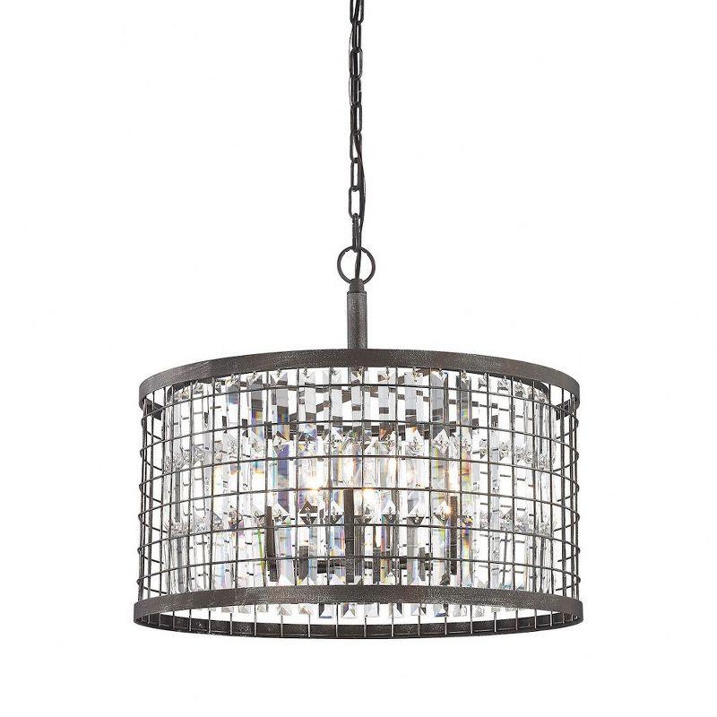 Nadina 6-Light Silverdust Iron Chandelier with Clear Crystal Cage