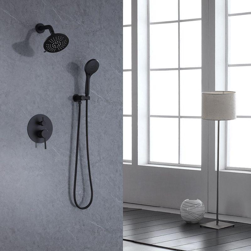 BWE Single-Handle 2-Spray Round High Pressure Shower Faucet in Matte Black (Valve Included)