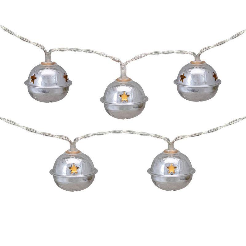 Northlight 10-Count LED Silver Christmas Bells Fairy Lights 5.5ft Clear Wire