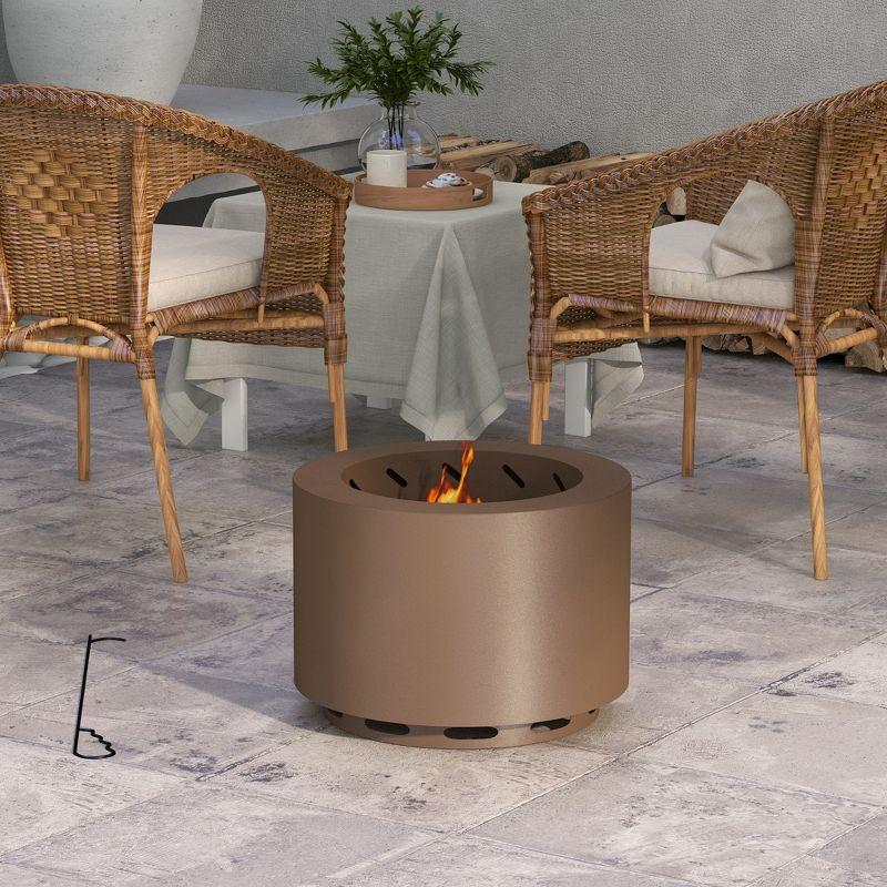 SHANRUGUOJI Outsunny Smokeless Fire Pit, 19" Portable Wood Burning Firepit With Poker, Low Smoke Camping Bonfire Stove For Backyard Patio Picnic, Stainless Steel