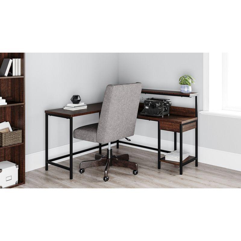 Signature Design by Ashley Casual Camiburg Home Office L-Desk with Storage Warm Brown