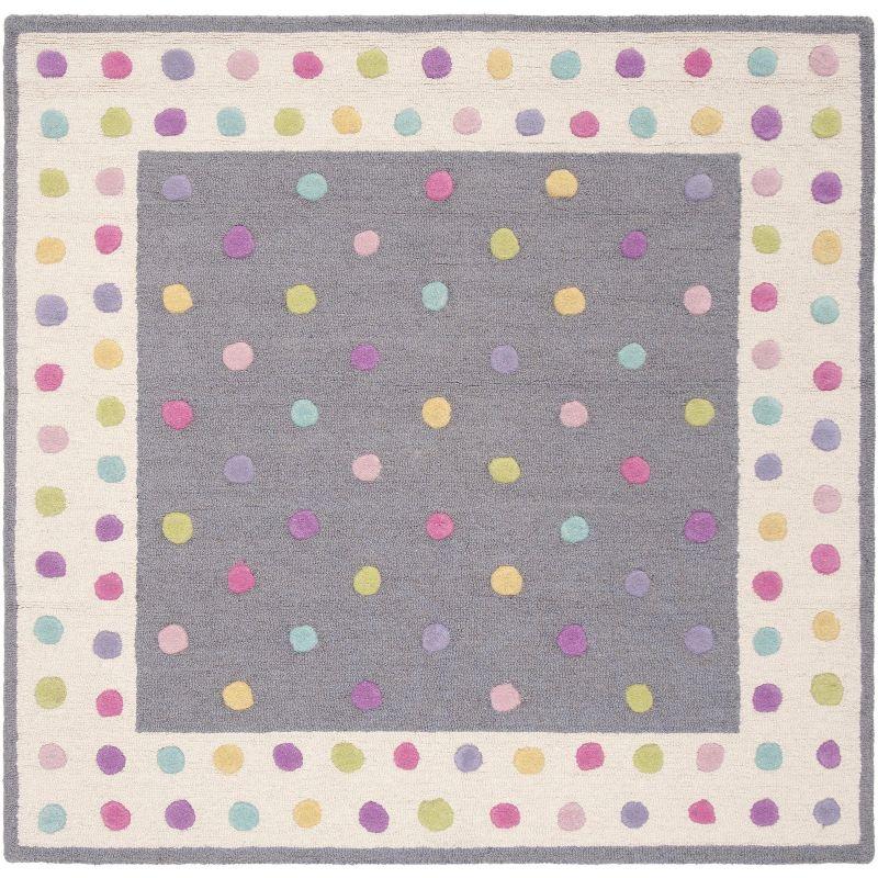 Gray and Multicolor Wool Geometric Kids Area Rug