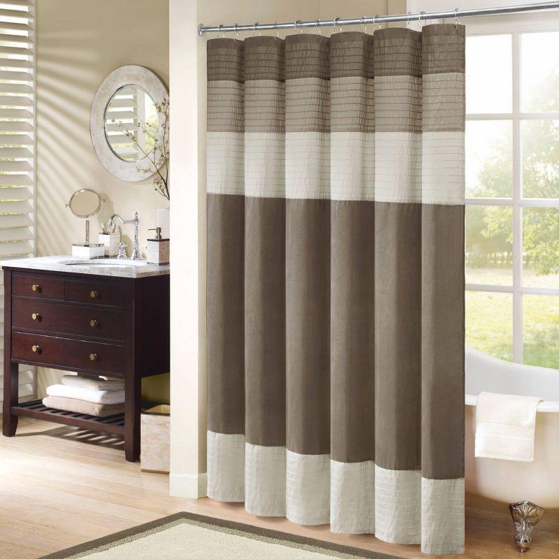 Amherst Striped Faux Silk Shower Curtain