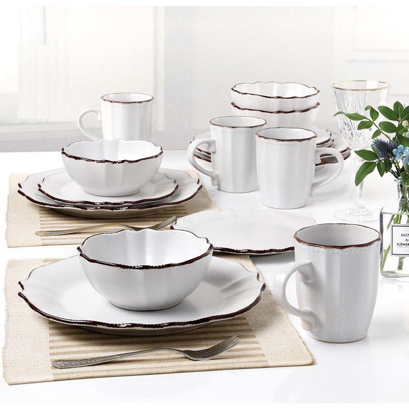 16 Piece Porcelain China Dinnerware Set - Service for 4