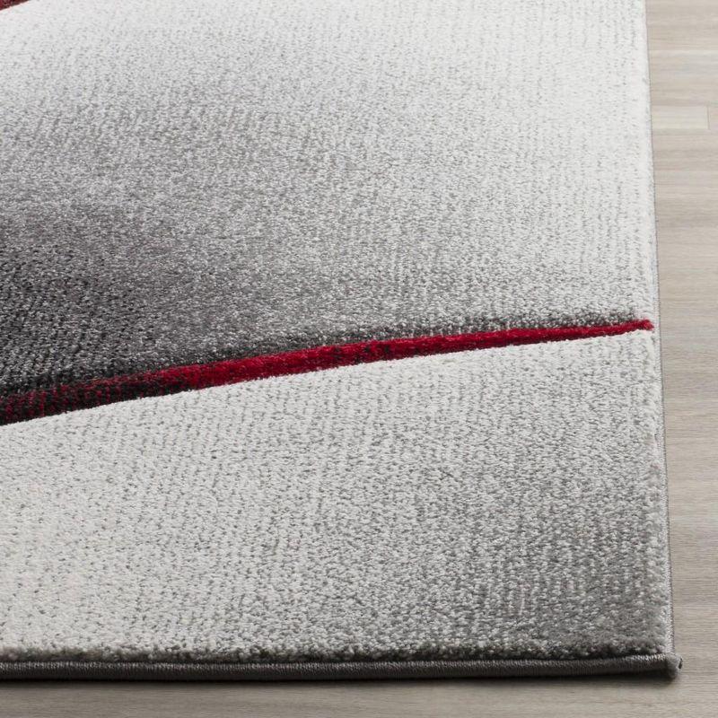 Hollywood HLW712 Machine Made Runner Rug - 2'3"x20' - Grey/Red - Safavieh