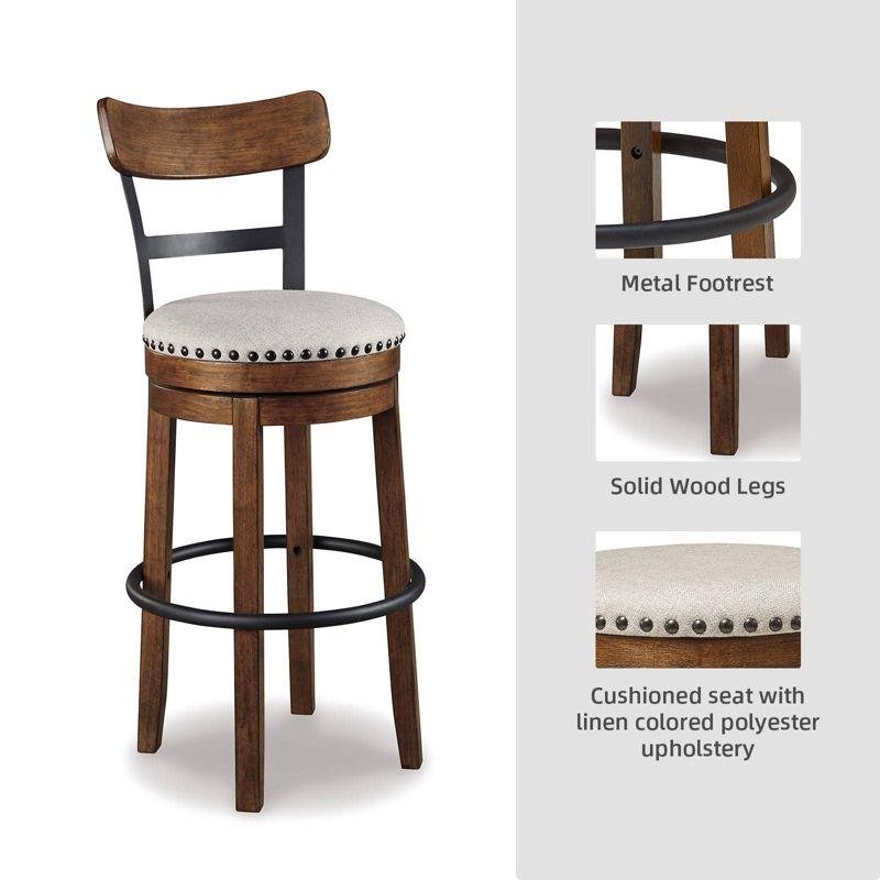 Tall Valebeck Upholstered Swivel Barstool Brown - Signature Design by Ashley: Kitchen Counter Height, Rustic Style
