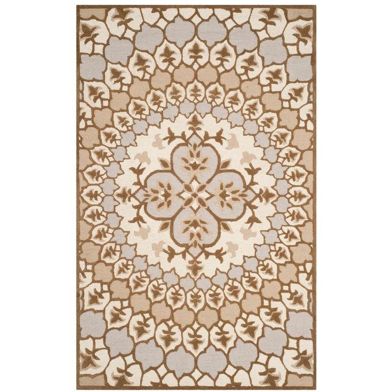 Bellagio BLG610 Hand Tufted Area Rug - Ivory/Dark Beig - 5'x8' - Safavieh.