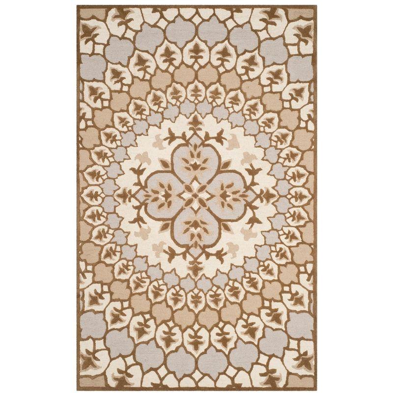 Handmade Off-White Tufted Wool Rectangular Area Rug