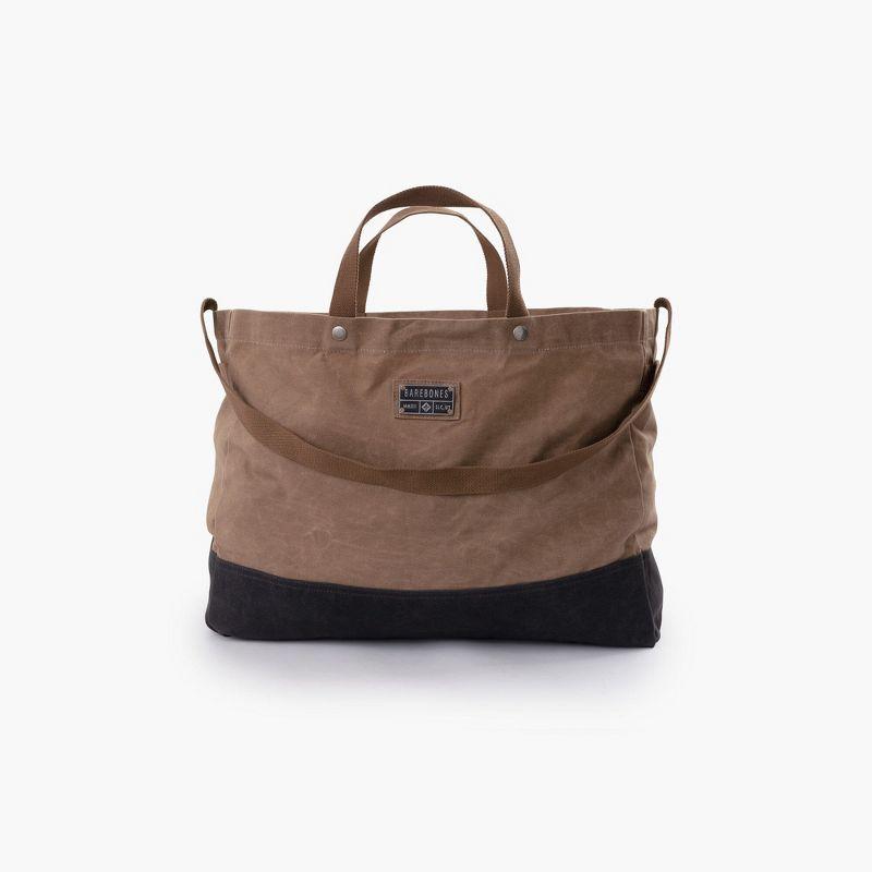 Barebones Neelum Large Brown and Black Waxed Canvas Tote Bag