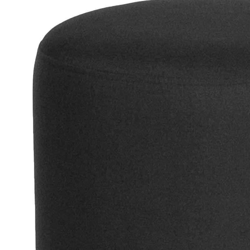 Emma and Oliver Taut Upholstered Round Ottoman Pouf in Black Fabric