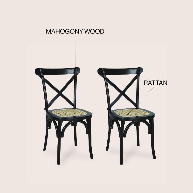 Cassis Classic Traditional X-Back Wood Rattan Dining Chair, Black/Natural (Set of 2) - JONATHAN Y