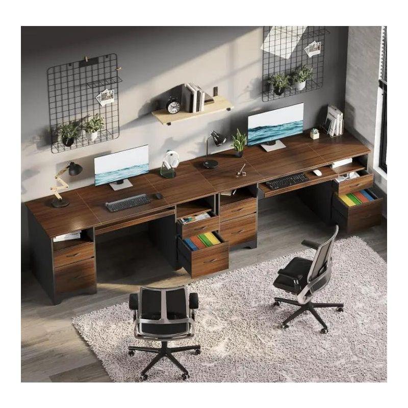 Bestier 59” Computer Desk with 4 Drawers, Office Executive Desk with File Drawer, Keyboard Tray for Home Office, Gray