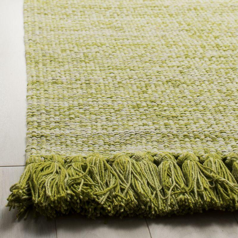 Olive Green 8' x 10' Handmade Wool Cotton Area Rug