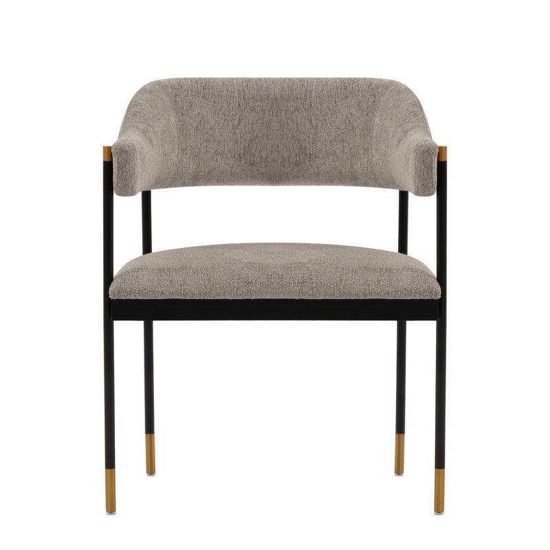 Lia Modern Boucle Upholstered Dining Armchair Stone Gray - Manhattan Comfort: Brushed Gold Accents, No Assembly Required