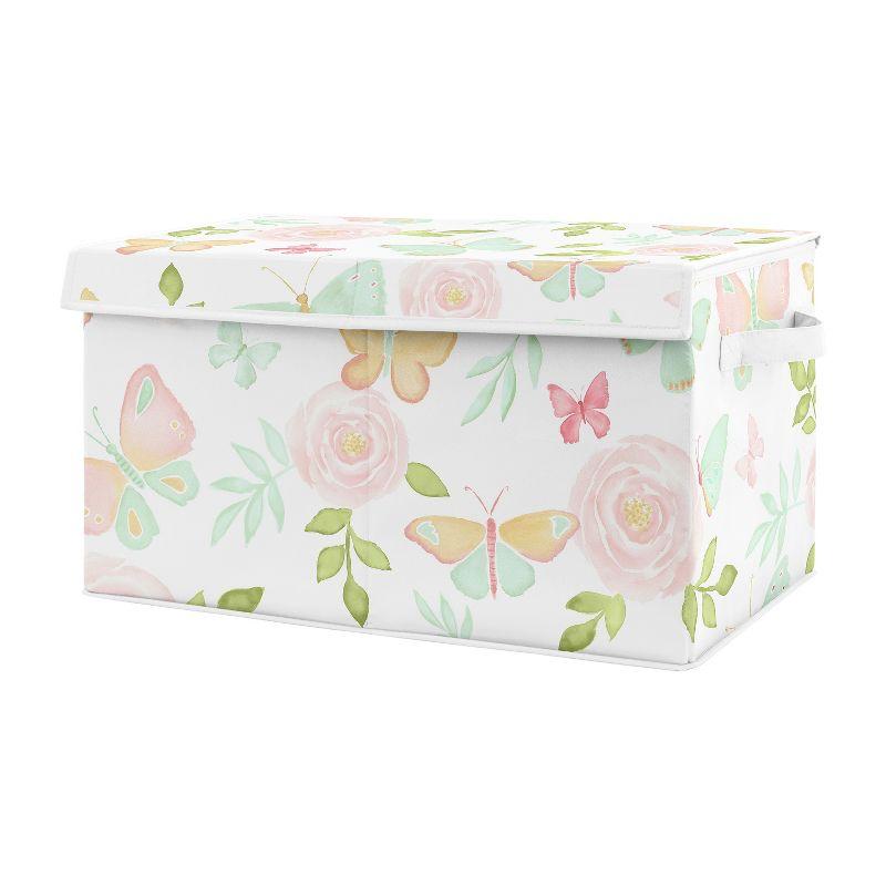 Blush Pink and Mint Green Butterfly Floral Fabric Toy Bin