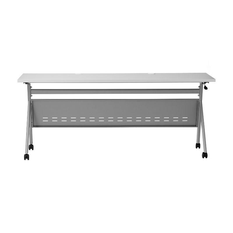 Emma and Oliver Heavy-Duty Flip Top Training Table with Nesting Design, Privacy Panel, Y-Legs, Tabletop, Metal Frame