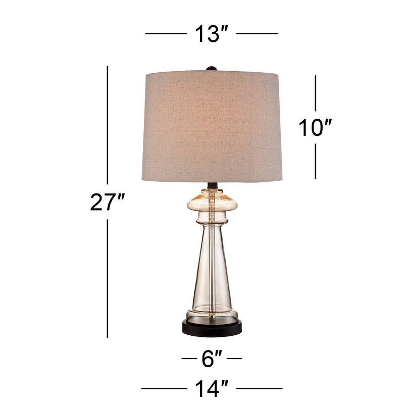 360 Lighting Traditional Table Lamps 27" Tall Set of 2 Clear Champagne Glass Taupe Drum Shade for Bedroom Living Room House Bedside Nightstand Office