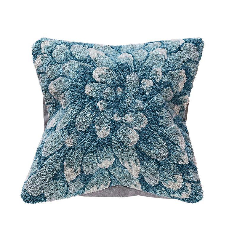 Playful Nature 18" Square Indoor/Outdoor Mum Pillow in Aqua