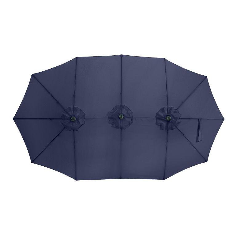 Extra Large Outdoor Umbrella - 15 Ft Double Patio Shade with Easy Hand Crank for Outdoor Furniture, Deck, Backyard, or Pool by Pure Garden (Navy)