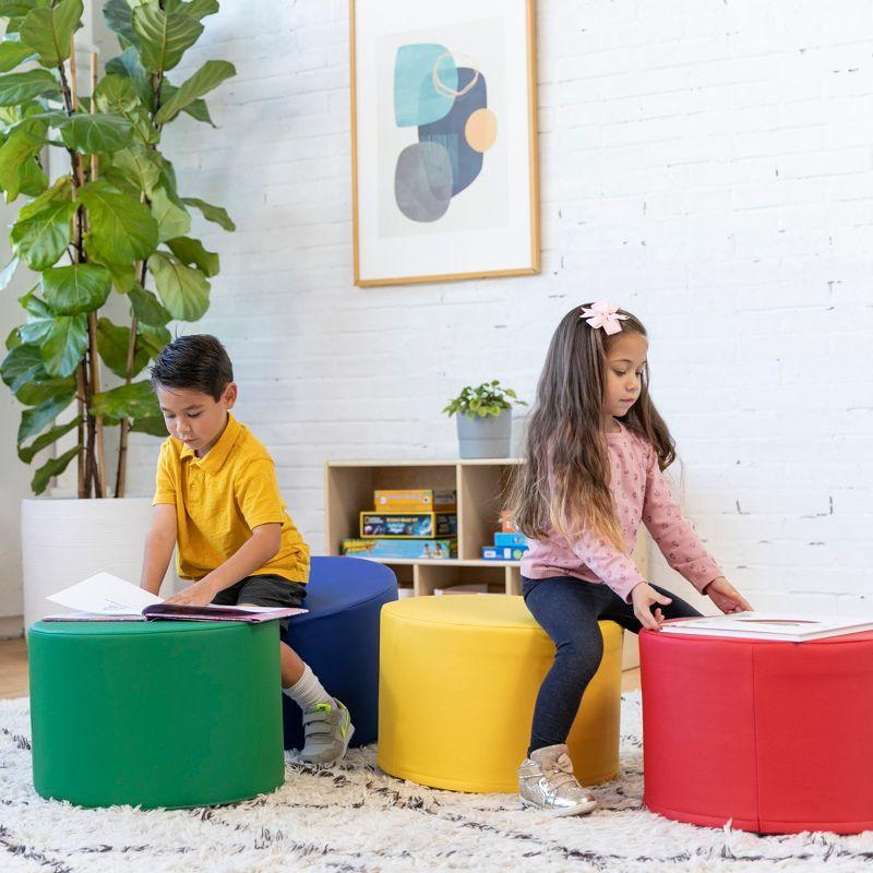 ECR4Kids SoftZone Foam Ottoman Set, Round, Flexible Seating, 4-Piece (Set of 4)